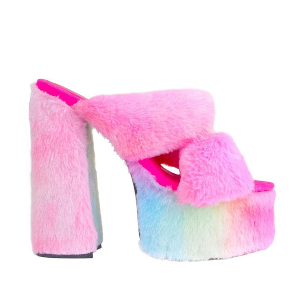 privileged by j.c. dossier Joey Fuzzy Rainbow Platform Heels