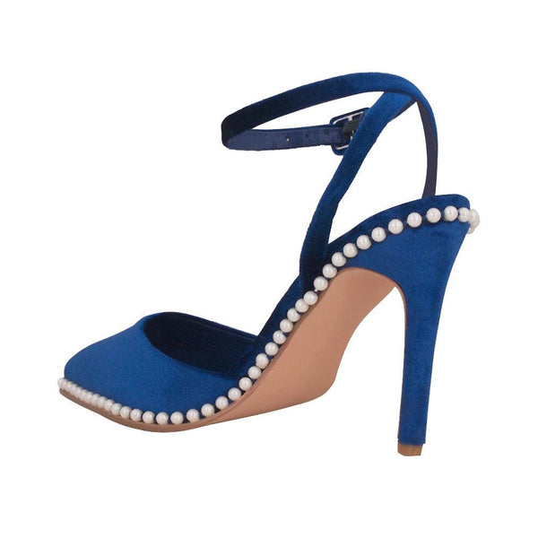 Privileged By J.c. Dossier Joshi Blue Vegan Suede Heel