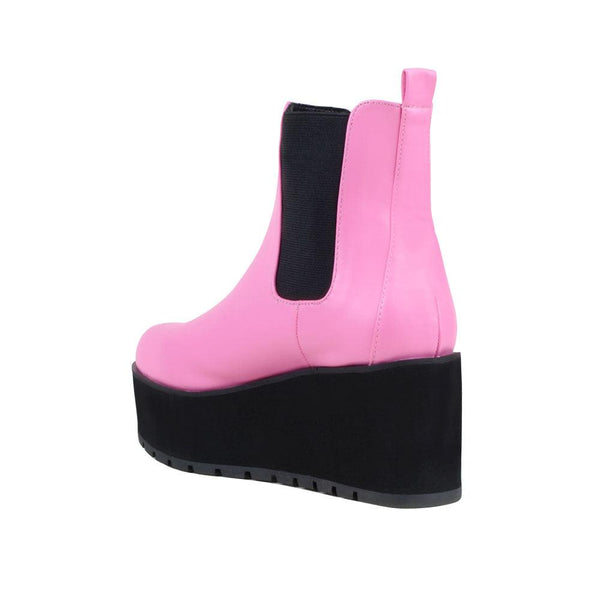 Privileged By J.c. Dossier Jubal Neon Pink Platform Chelsea Boot
