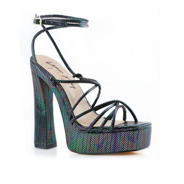 Privileged By J.c. Dossier Kaede Blue Platform Heels