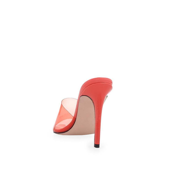 Privileged By J.c. Dossier Kaiser Red Clear Vinyl Heels