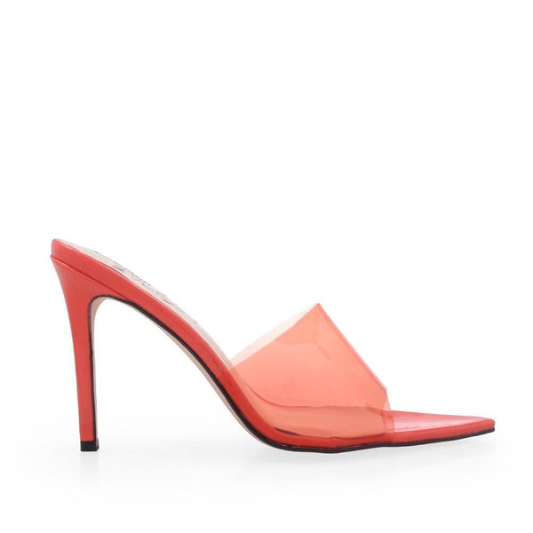privileged by j.c. dossier Kaiser Red Clear Vinyl Heels