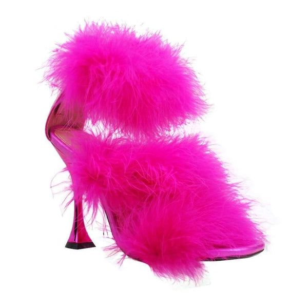 Privileged By J.c. Dossier Kamelia Hot Pink Fuzzy Heel