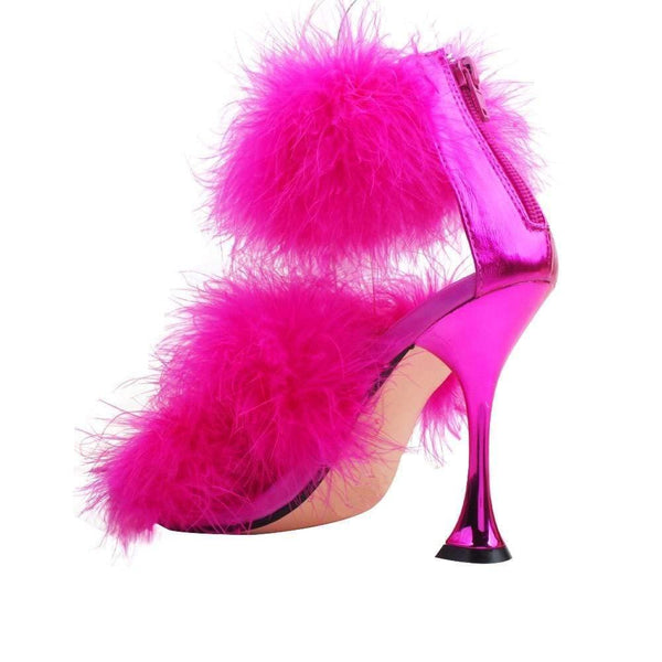 Privileged By J.c. Dossier Kamelia Hot Pink Fuzzy Heel