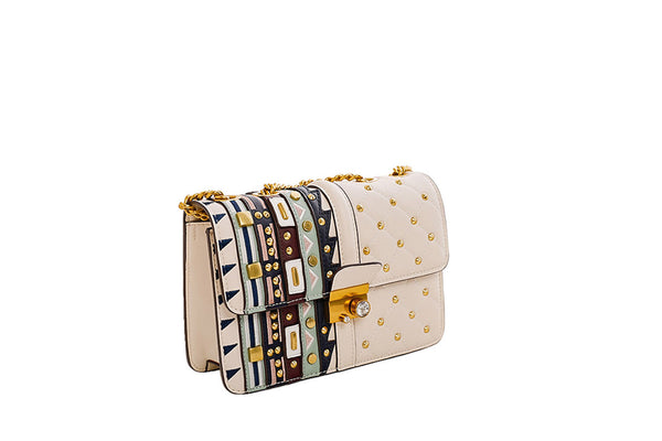 Privileged By J.c. Dossier Kandin White Studded Handbag