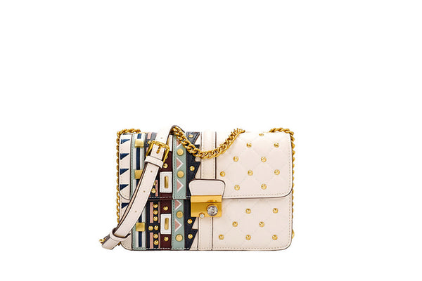 privileged by j.c. dossier Kandin White Studded Handbag