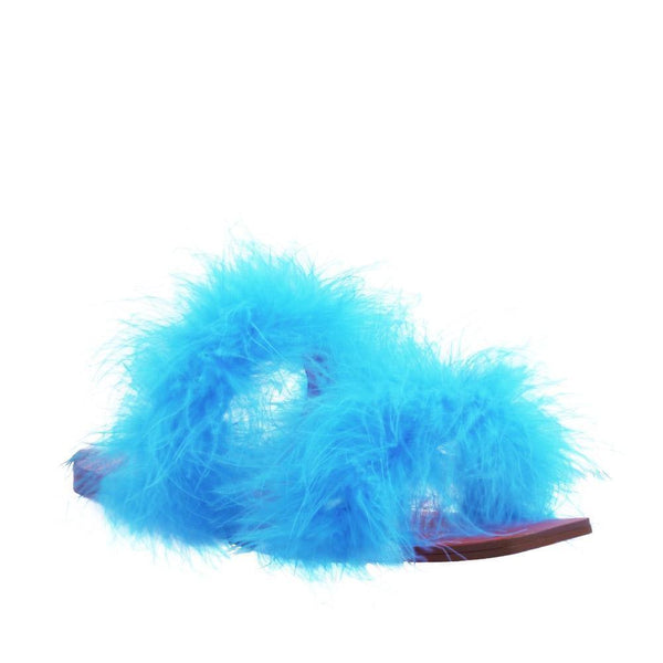 Privileged By J.c. Dossier Karima Blue Fuzzy Flat | Bold & Fearless