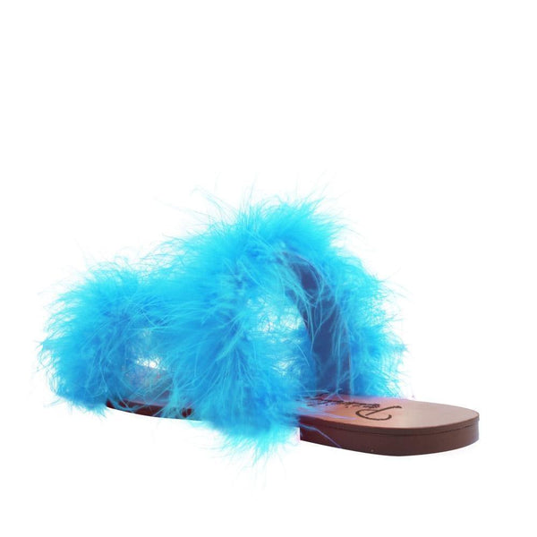 Privileged By J.c. Dossier Karima Blue Fuzzy Flat | Bold & Fearless