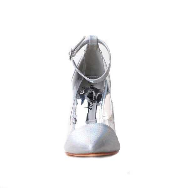 Privileged By J.c. Dossier Keisy Holographic Heel With Sculptural Heel