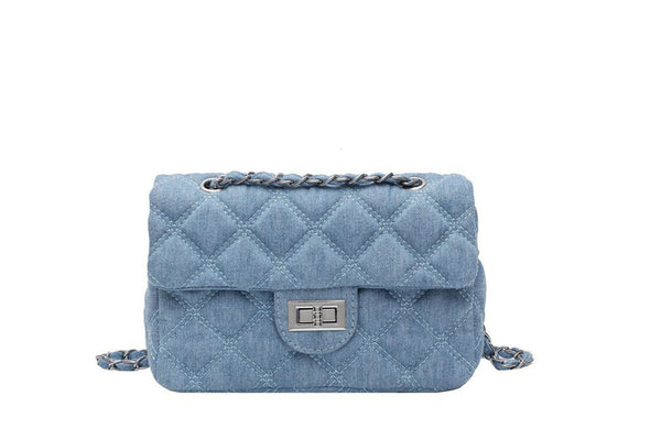 Privileged By J.c. Dossier Kelly Black Denim Leather Handbag