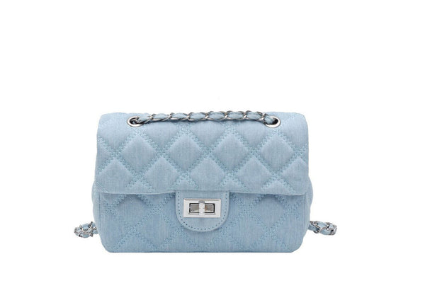 Privileged By J.c. Dossier Kelly Black Denim Leather Handbag