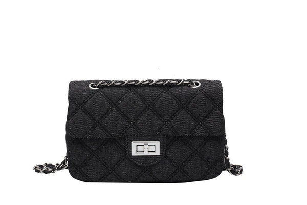 privileged by j.c. dossier Kelly Black Denim Leather Handbag