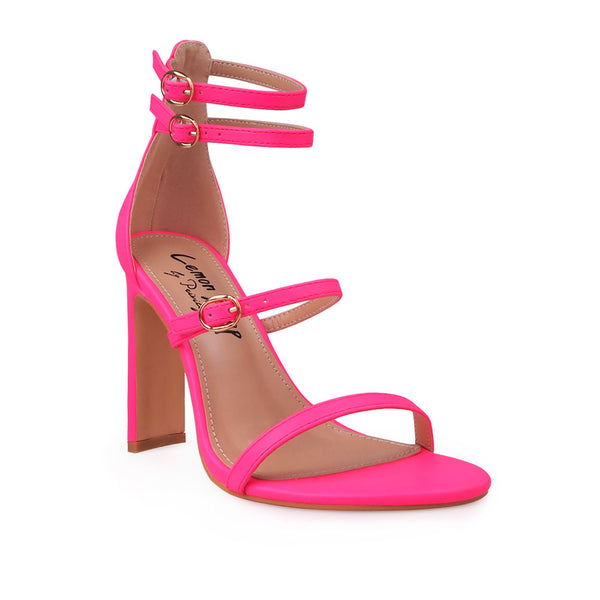 Privileged By J.c. Dossier Kianna Neon Pink Strappy Heel