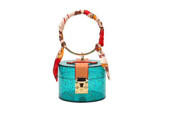 Privileged By J.c. Dossier Kimira Cylinder Purse Blue | Bold Statement Handbag