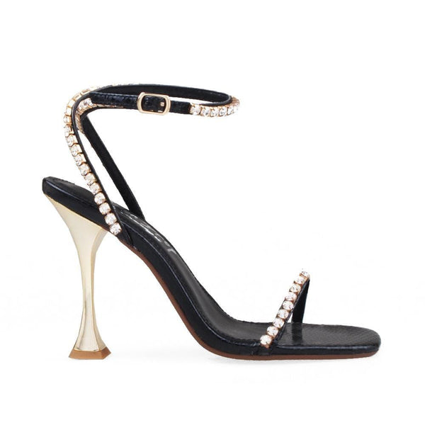 privileged by j.c. dossier Kish Black Rhinestone Heel