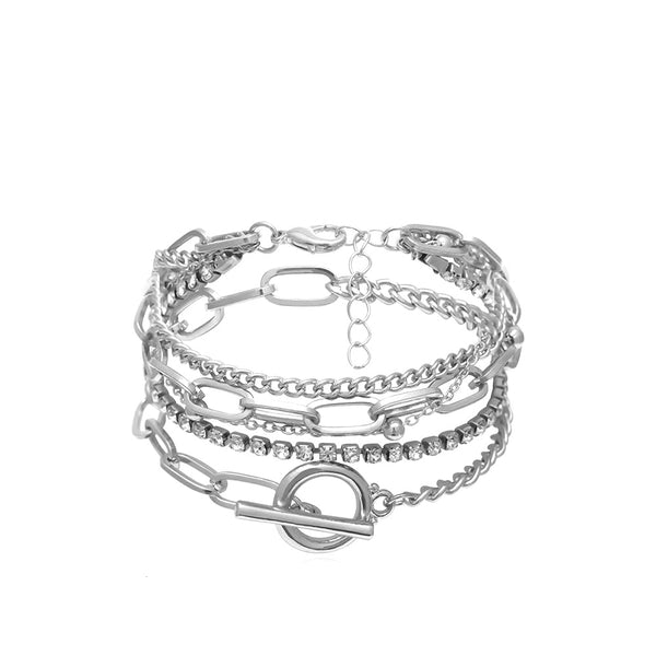 Privileged By J.c. Dossier Klowie 5-Layered Silver Bracelet
