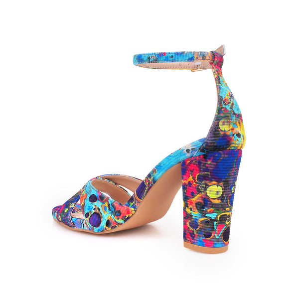 Privileged By J.c. Dossier Kori Block Heel Ankle Buckle In Blue