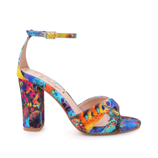 privileged by j.c. dossier Kori Block Heel Ankle Buckle in Blue