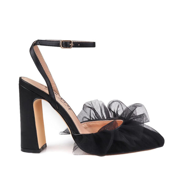 privileged by j.c. dossier Kylie Black Ankle Strap Heel