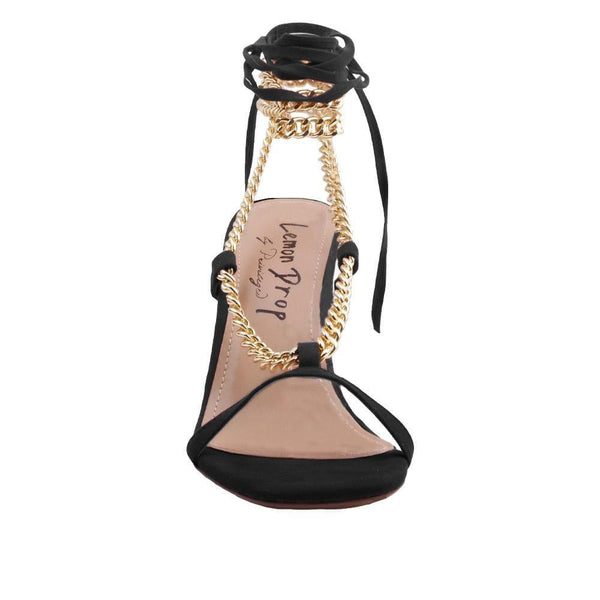 Privileged By J.c. Dossier Laelia Black Heel With Gold Chains