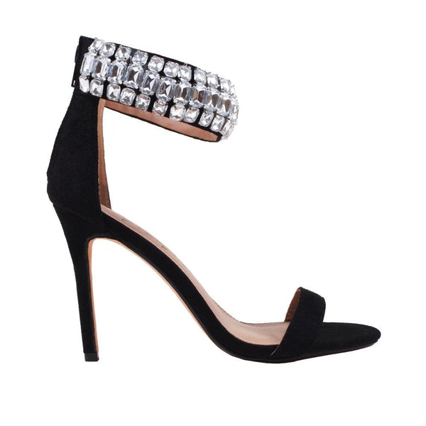 privileged by j.c. dossier Lagoon Black Rhinestone Heel