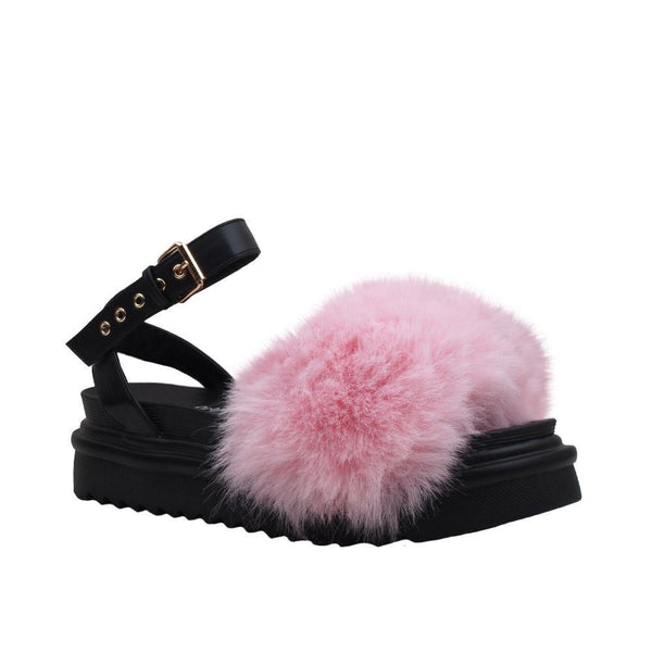 Privileged By J.c. Dossier Langton Black Faux Fur Flats