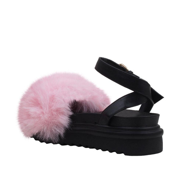 Privileged By J.c. Dossier Langton Black Faux Fur Flats