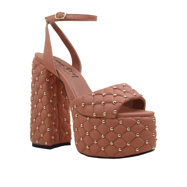 Privileged By J.c. Dossier Lanzi Brown Quilted Platform Heels