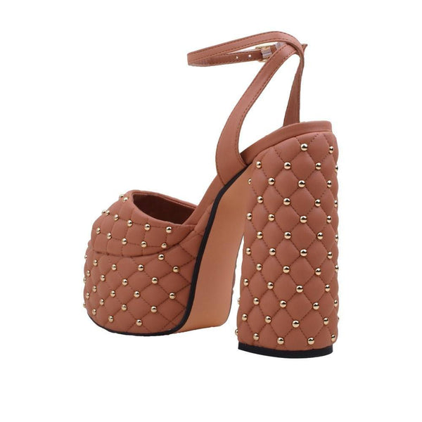 Privileged By J.c. Dossier Lanzi Brown Quilted Platform Heels