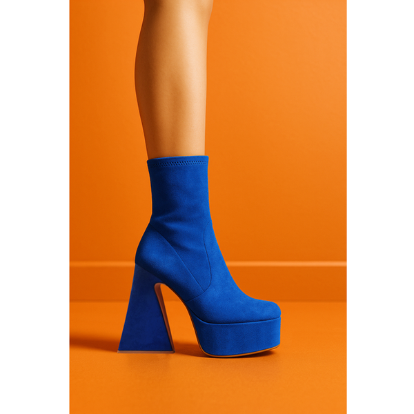 Privileged By J.c. Dossier Laskey Blue Vegan Suede Bootie