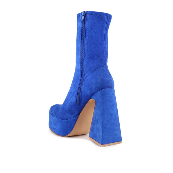 Privileged By J.c. Dossier Laskey Blue Vegan Suede Bootie