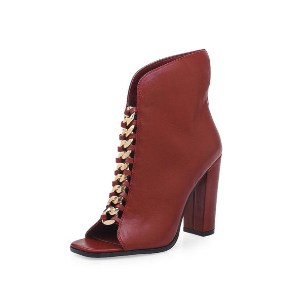 Privileged By J.c. Dossier Latch Red Bootie - Bold Statement Heel