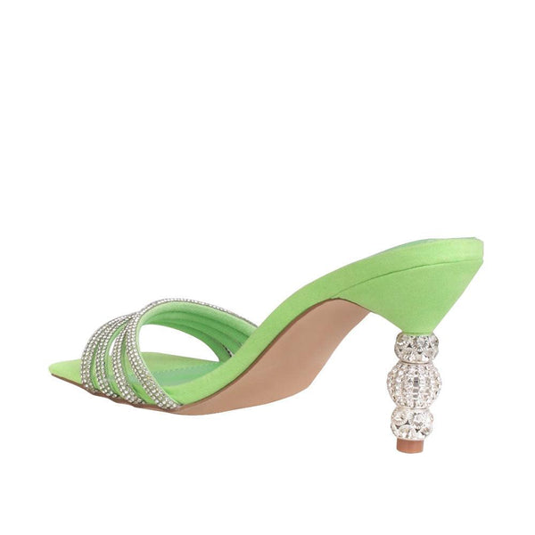 Privileged By J.c. Dossier Lemon Drop Haute Green Rhinestone Heels