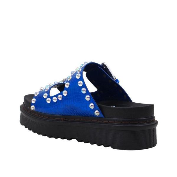 Privileged By J.c. Dossier Leonara Blue Platform Flat With Iridescent Pearls