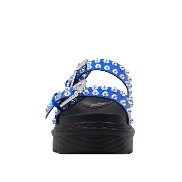 Privileged By J.c. Dossier Leonara Blue Platform Flat With Iridescent Pearls