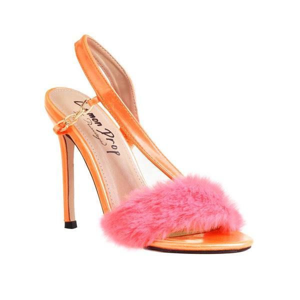 Privileged By J.c. Dossier Lerpa Orange Faux Fur Heel