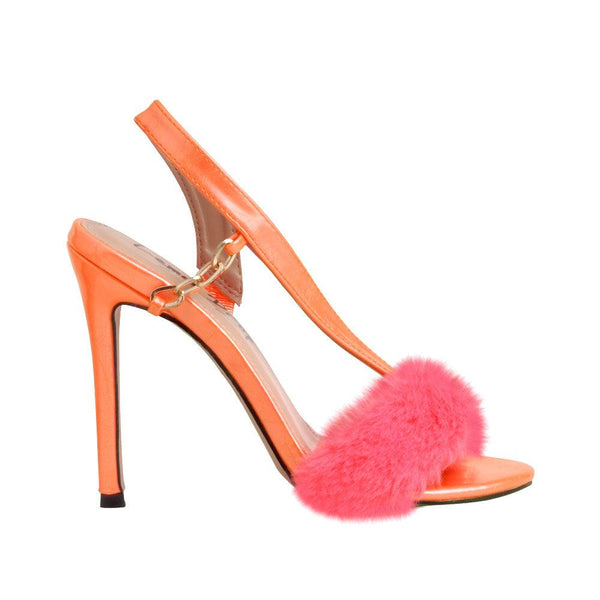 privileged by j.c. dossier Lerpa Orange Faux Fur Heel