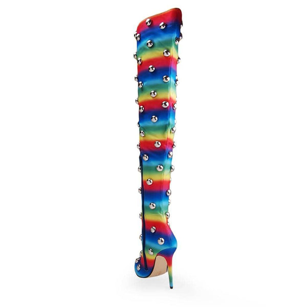 Privileged By J.c. Dossier Leven Rainbow Studded Knee-High Boot
