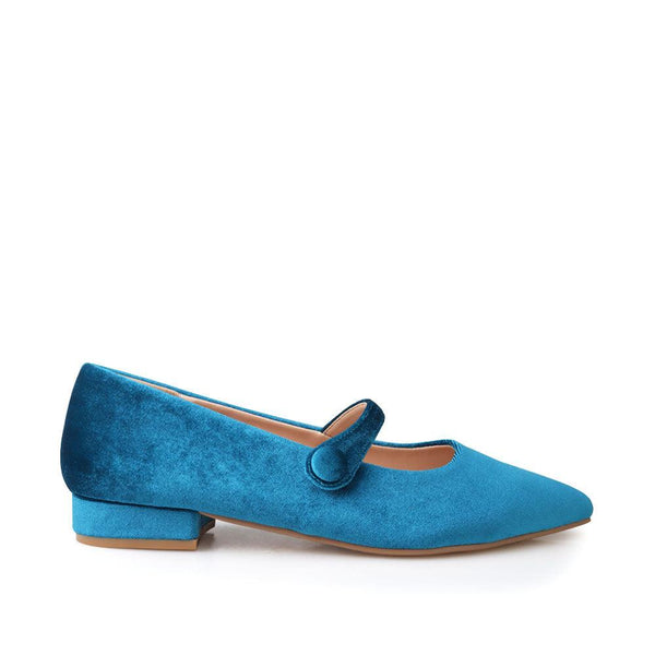 privileged by j.c. dossier Licon Blue Velvet Flats | Bold Style