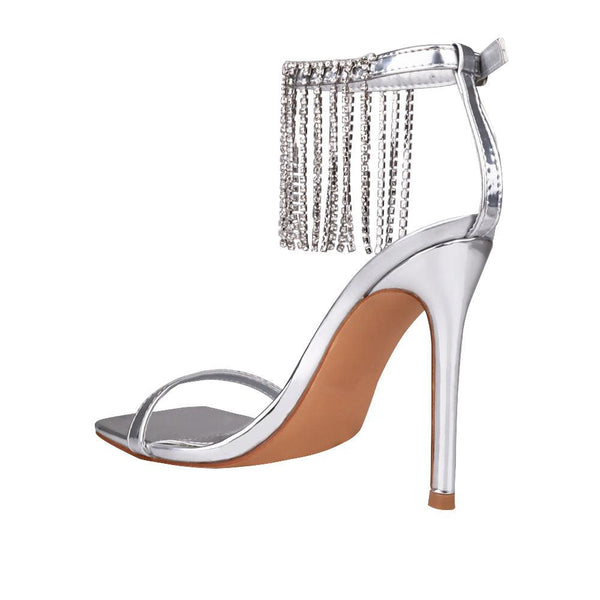 Privileged By J.c. Dossier Lilyco Silver Rhinestone Heel