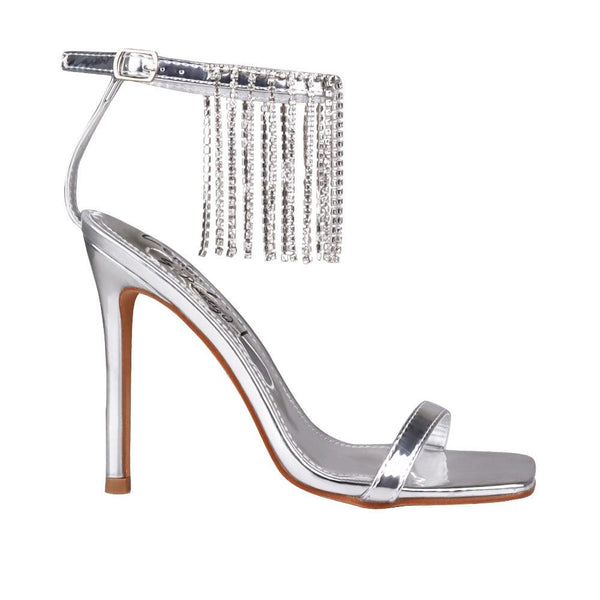 privileged by j.c. dossier Lilyco Silver Rhinestone Heel