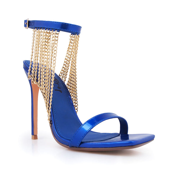 Privileged By J.c. Dossier Lirryc Gold Chain Heel Sandal