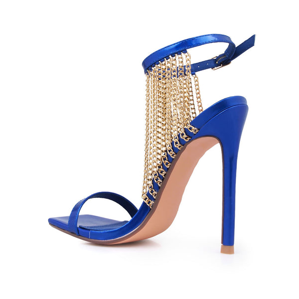 Privileged By J.c. Dossier Lirryc Gold Chain Heel Sandal