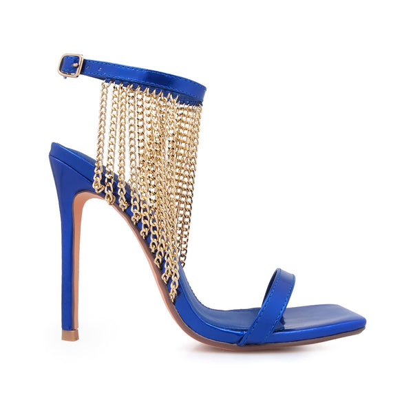 privileged by j.c. dossier Lirryc Gold Chain Heel Sandal