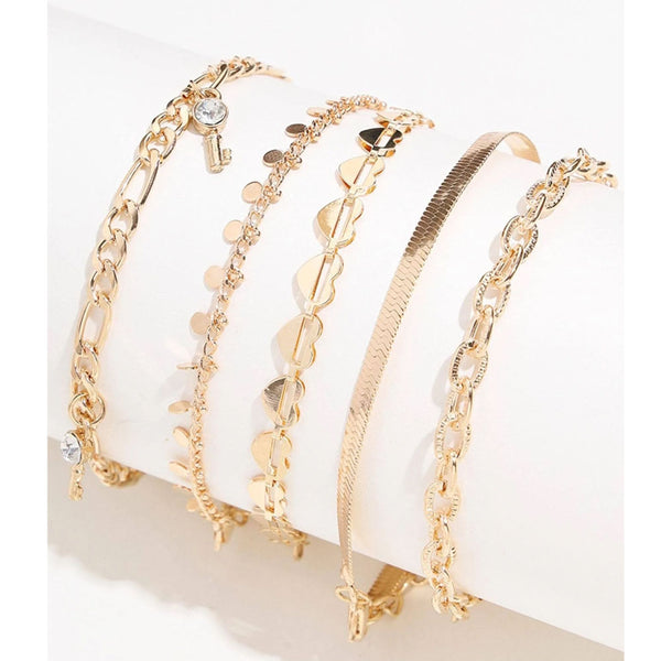 Privileged By J.c. Dossier Locket Anklet - Statement Gold Chain