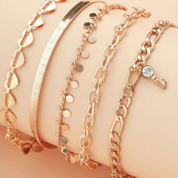 Privileged By J.c. Dossier Locket Anklet - Statement Gold Chain