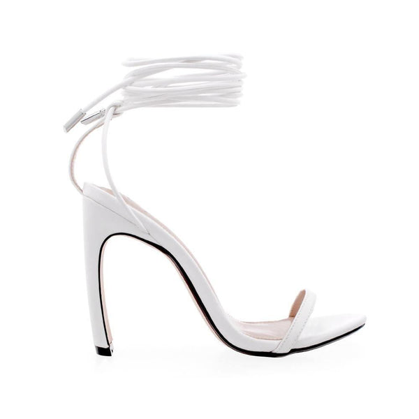 privileged by j.c. dossier Lucci White Ankle-Strappy Heels