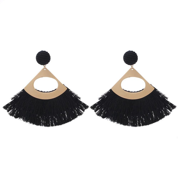 privileged by j.c. dossier Lumen Black Fringe Earrings