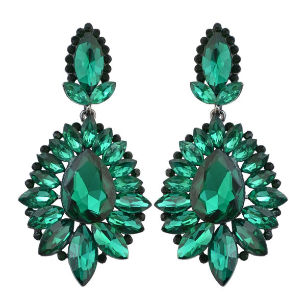 Privileged By J.c. Dossier Lystra Emerald Rhinestone Earrings