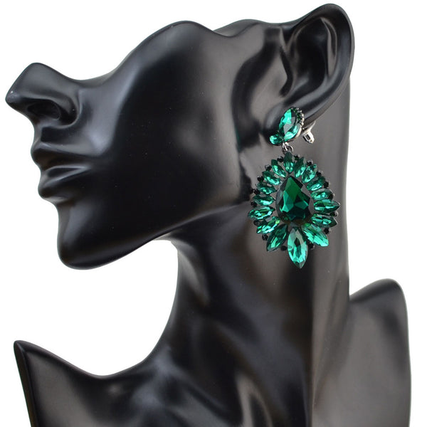 privileged by j.c. dossier Lystra Emerald Rhinestone Earrings